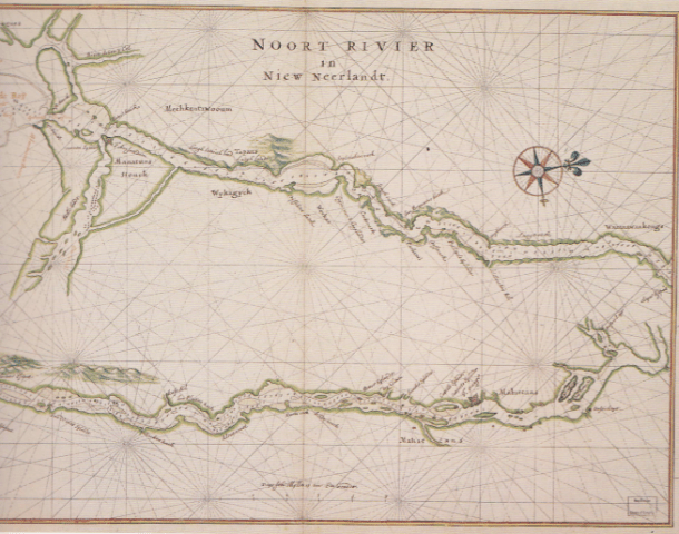 Minuit Map. Early Dutch. First Map of Hudson River